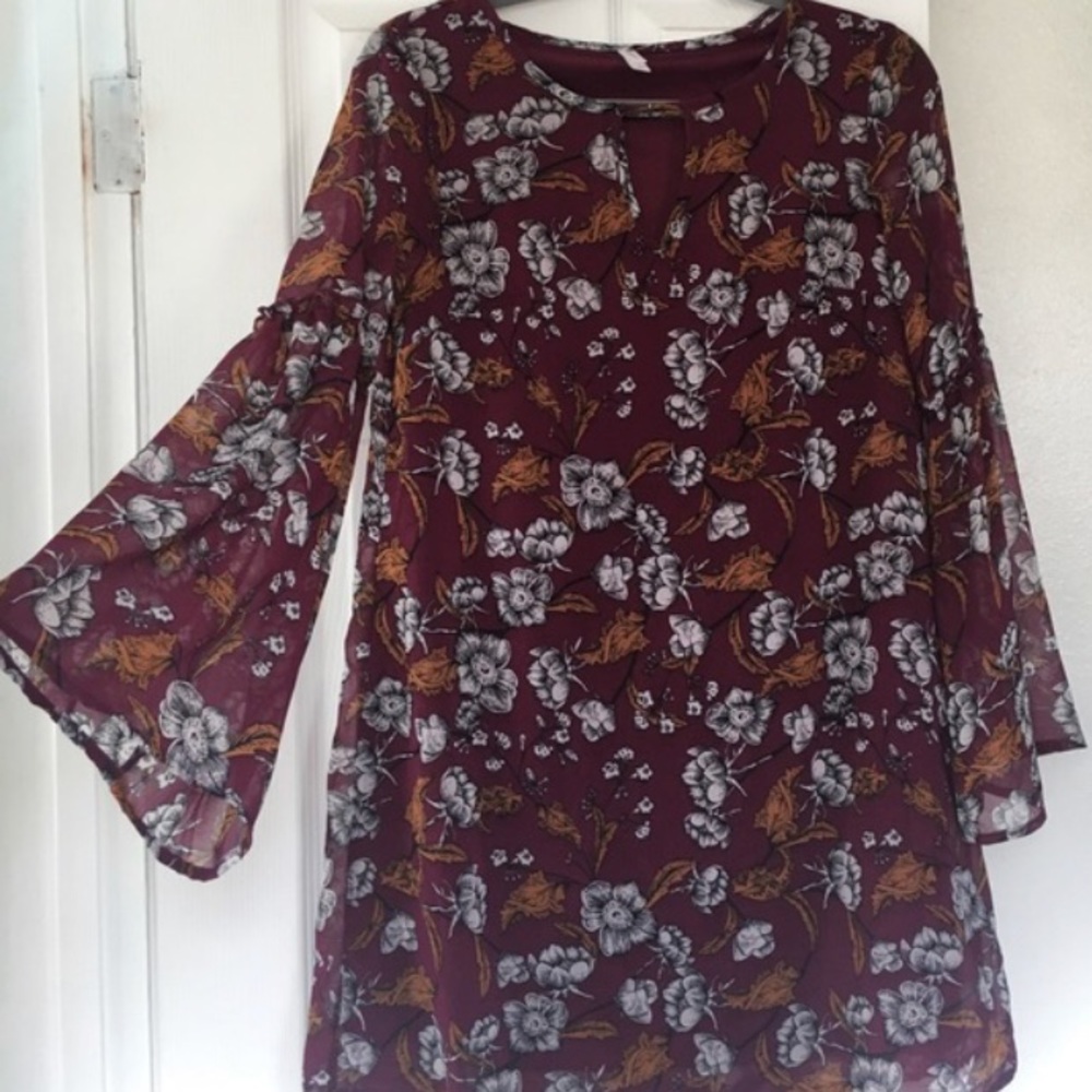 Sleeve multi floral print dress